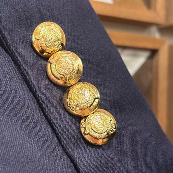 Vintage Ralph Lauren Wool Crest Logo Blazer Jacket Navy Blue Gold Buttons size 4 - Picture 7 of 15